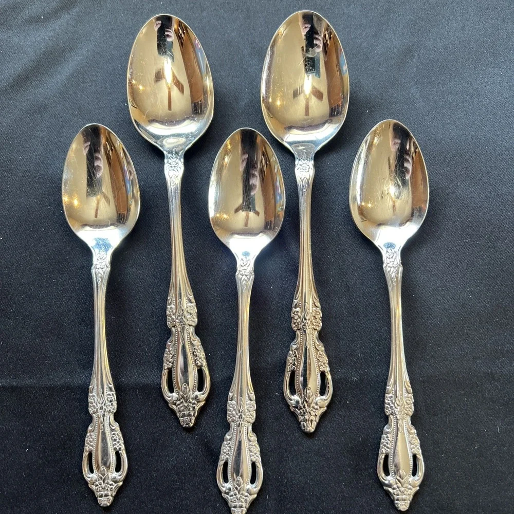 Set Of‎ 5 ONEIDA DISTINCTION DELUXE HH Stainless RAPHAEL Soup & Dinner Spoons